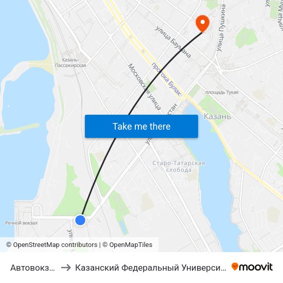 Автовокзал to Казанский Федеральный Университет map
