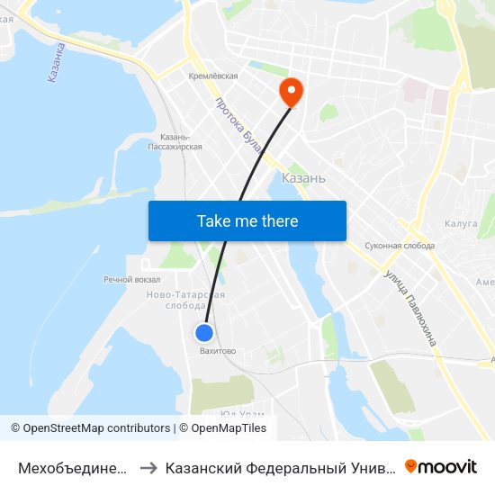 Мехобъединение-1 to Казанский Федеральный Университет map