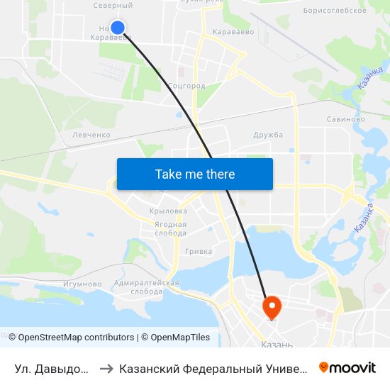 Ул. Давыдова-5 to Казанский Федеральный Университет map