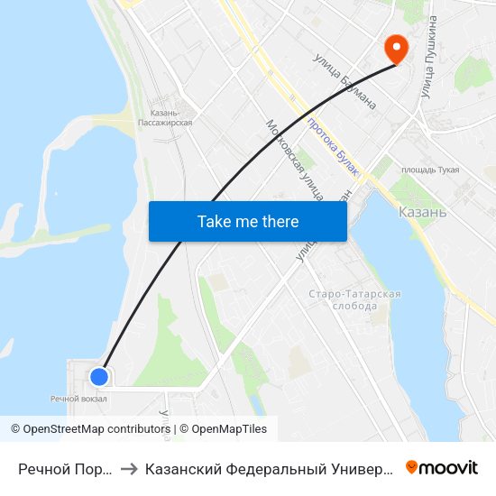 Речной Порт-1 to Казанский Федеральный Университет map