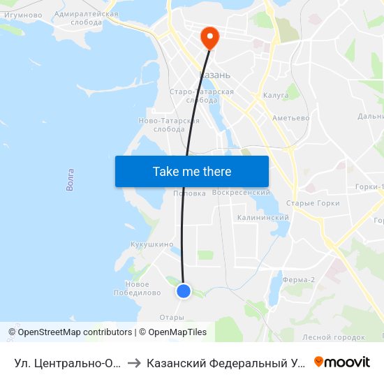 Ул. Центрально-Отарская to Казанский Федеральный Университет map
