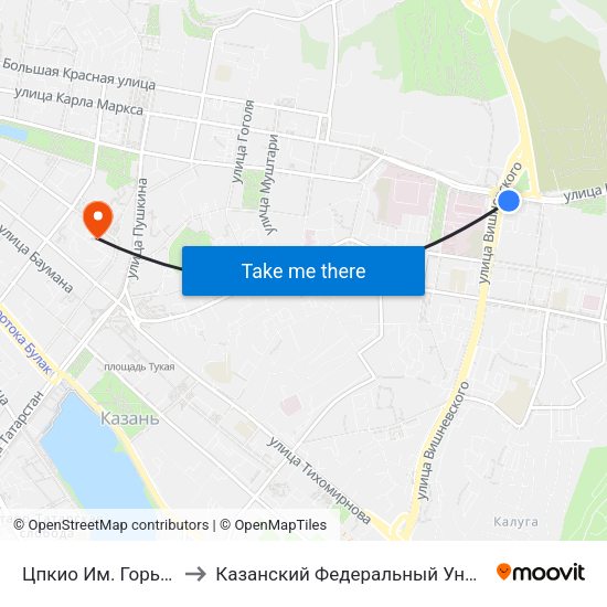 Цпкио Им. Горького-2 to Казанский Федеральный Университет map
