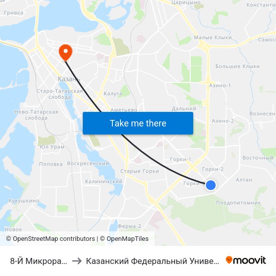 8-Й Микрорайон to Казанский Федеральный Университет map