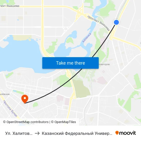 Ул. Халитова-1 to Казанский Федеральный Университет map