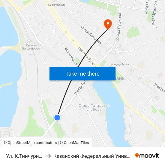 Ул. К.Тинчурина-3 to Казанский Федеральный Университет map