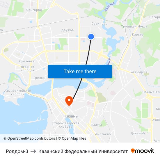 Роддом-3 to Казанский Федеральный Университет map