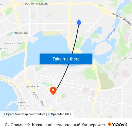 Ск Олимп to Казанский Федеральный Университет map