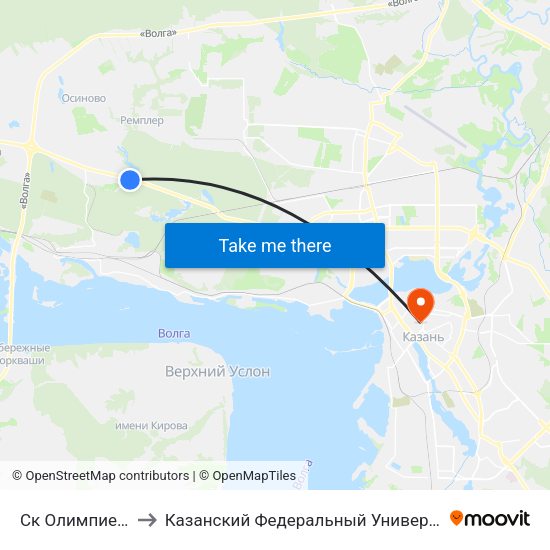 Ск Олимпиец-1 to Казанский Федеральный Университет map
