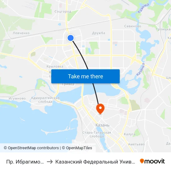 Пр. Ибрагимова-3 to Казанский Федеральный Университет map