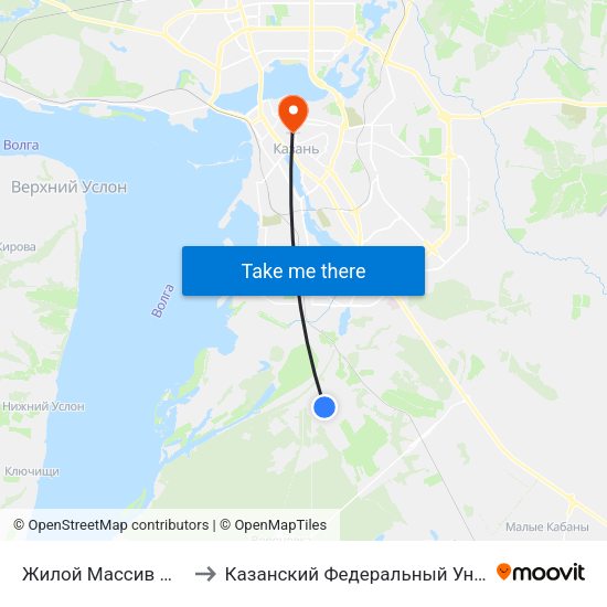 Жилой Массив Мирный to Казанский Федеральный Университет map
