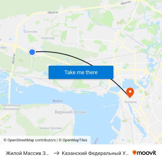 Жилой Массив Залесный to Казанский Федеральный Университет map