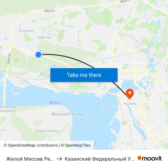 Жилой Массив Ремплер-1 to Казанский Федеральный Университет map