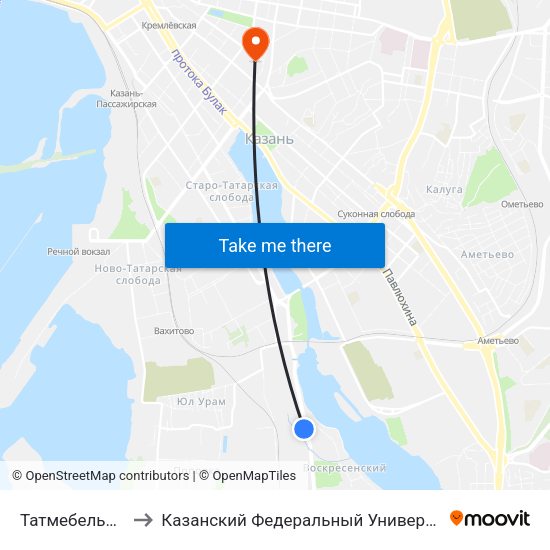 Татмебельбыт to Казанский Федеральный Университет map