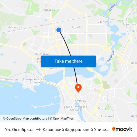 Ул. Октябрьская to Казанский Федеральный Университет map