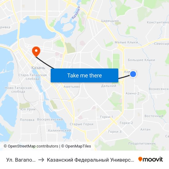 Ул. Вагапова to Казанский Федеральный Университет map