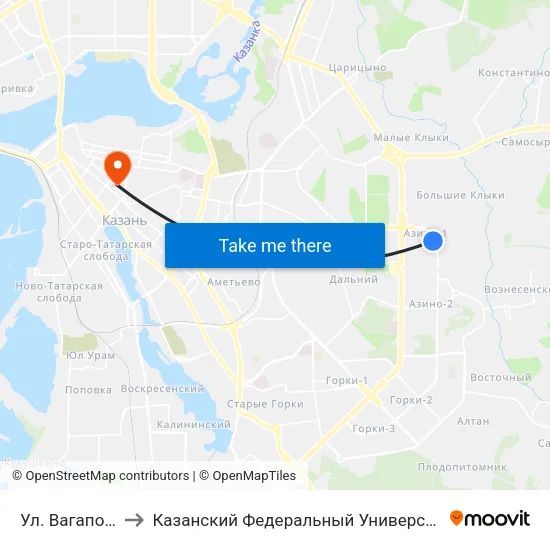 Ул. Вагапова to Казанский Федеральный Университет map