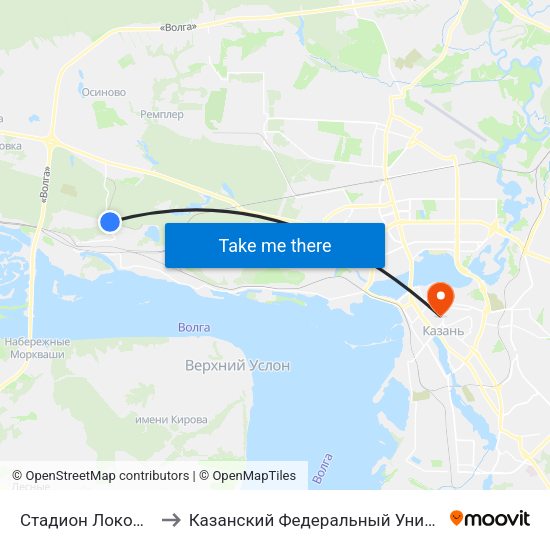 Стадион Локоматив to Казанский Федеральный Университет map