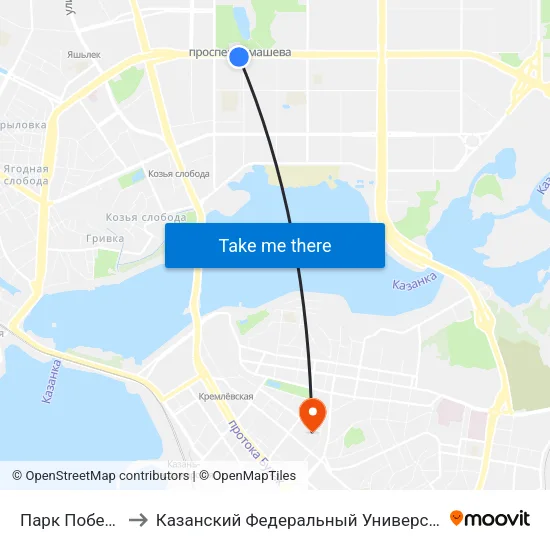 Парк Победы to Казанский Федеральный Университет map