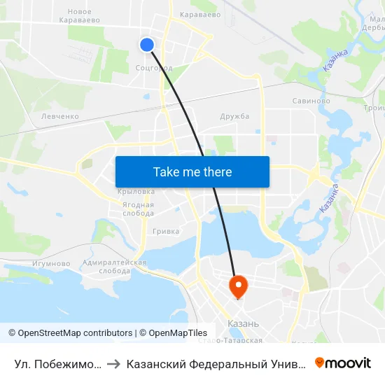 Ул. Побежимова-1 to Казанский Федеральный Университет map