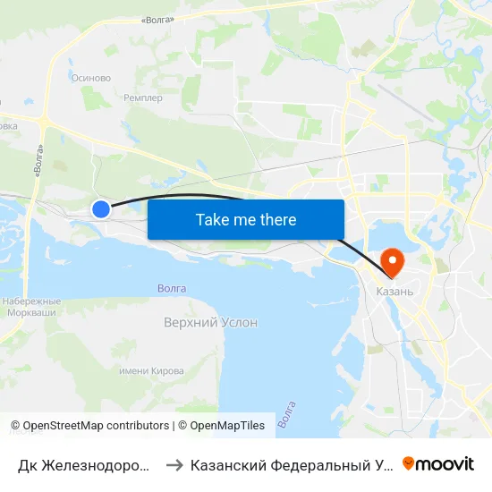 Дк Железнодорожников-1 to Казанский Федеральный Университет map