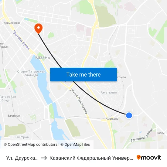 Ул. Даурская-2 to Казанский Федеральный Университет map