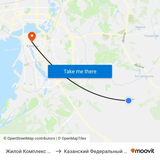 Жилой Комплекс Светлый-1 to Казанский Федеральный Университет map
