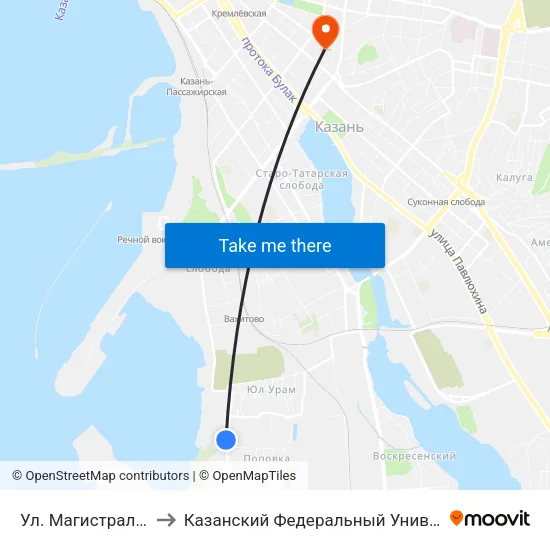 Ул. Магистральная to Казанский Федеральный Университет map