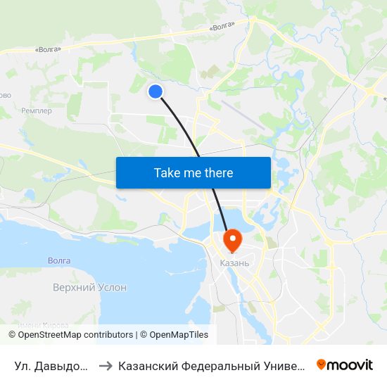 Ул. Давыдова-2 to Казанский Федеральный Университет map