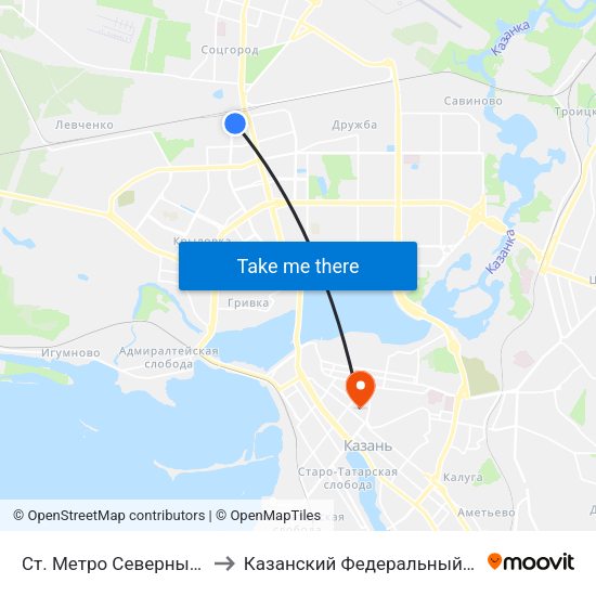Ст. Метро Северный Вокзал-3 to Казанский Федеральный Университет map