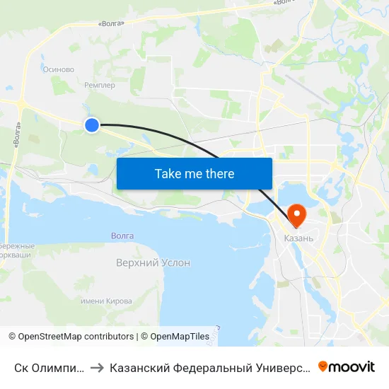 Ск Олимпиец to Казанский Федеральный Университет map