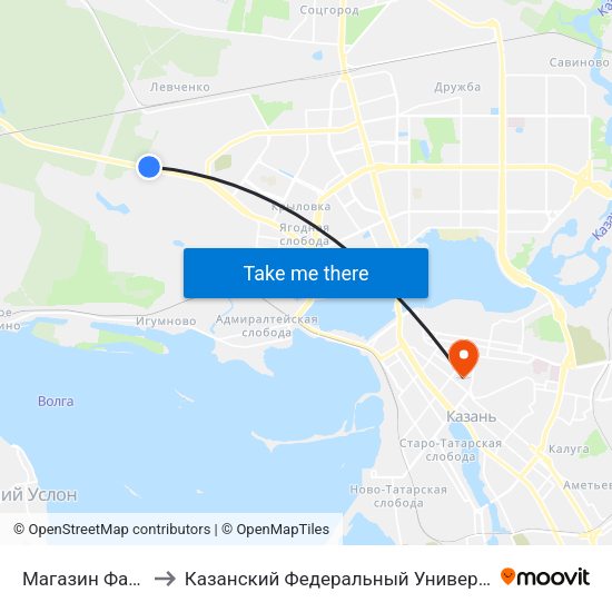 Магазин Факел to Казанский Федеральный Университет map