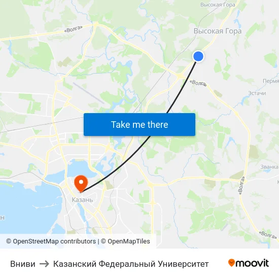 Вниви to Казанский Федеральный Университет map