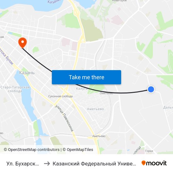 Ул. Бухарская-1 to Казанский Федеральный Университет map