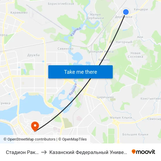 Стадион Ракета to Казанский Федеральный Университет map