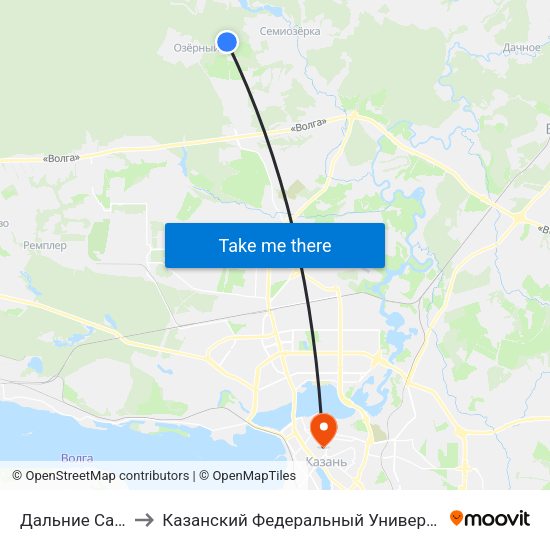 Дальние Сады to Казанский Федеральный Университет map