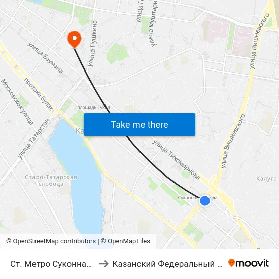 Ст. Метро Суконная Слобода to Казанский Федеральный Университет map