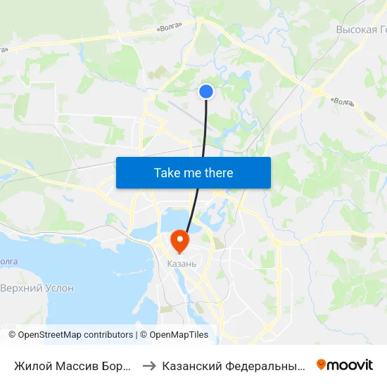 Жилой Массив Борисоглебское to Казанский Федеральный Университет map