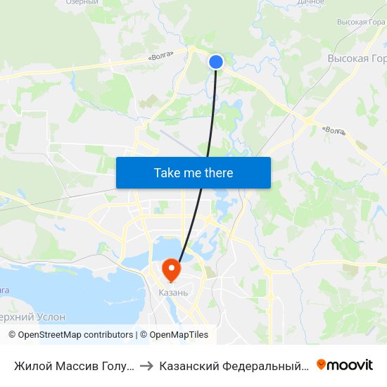 Жилой Массив Голубые Озера to Казанский Федеральный Университет map