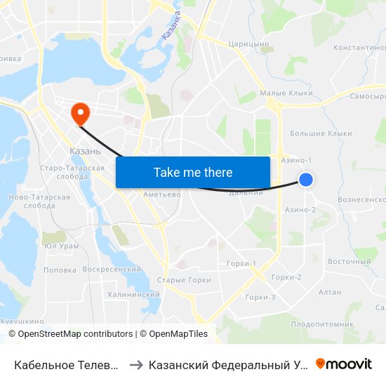 Кабельное Телевидение-2 to Казанский Федеральный Университет map