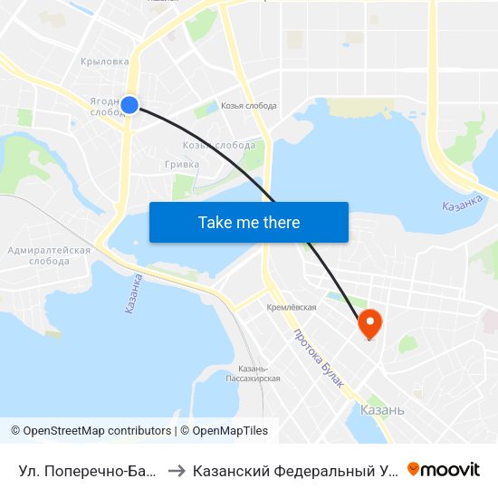 Ул. Поперечно-Базарная-3 to Казанский Федеральный Университет map