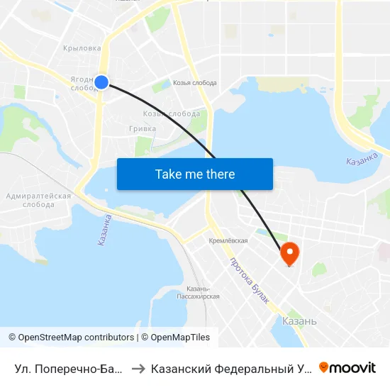 Ул. Поперечно-Базарная-3 to Казанский Федеральный Университет map