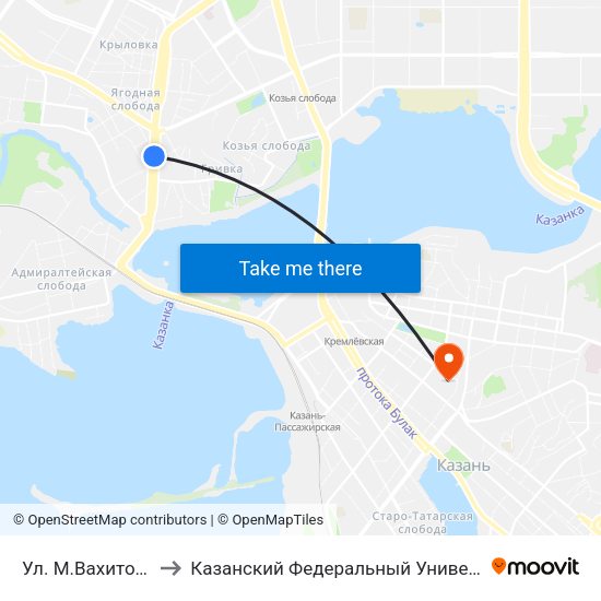 Ул. М.Вахитова-4 to Казанский Федеральный Университет map