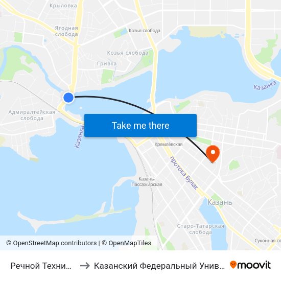 Речной Техникум-2 to Казанский Федеральный Университет map