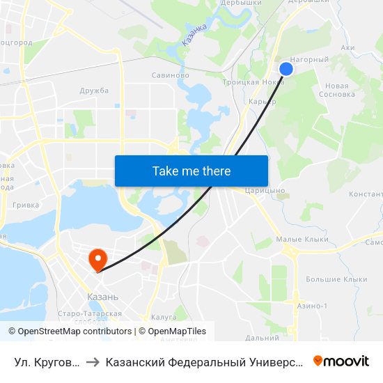 Ул. Круговая to Казанский Федеральный Университет map