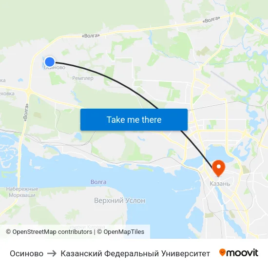 Осиново to Казанский Федеральный Университет map