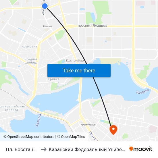 Пл. Восстания-3 to Казанский Федеральный Университет map