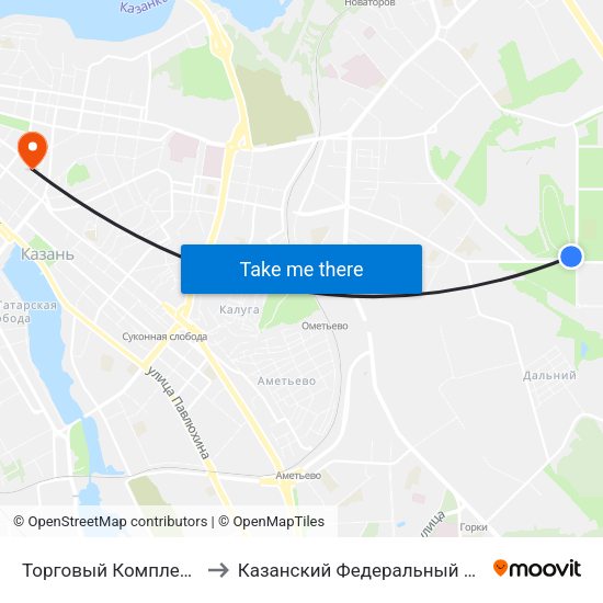 Торговый Комплекс Мега-1 to Казанский Федеральный Университет map