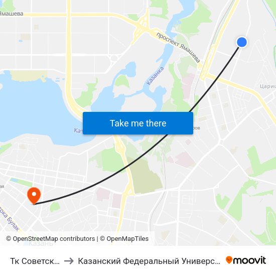 Тк Советский to Казанский Федеральный Университет map