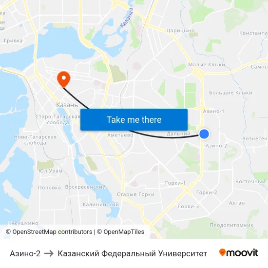 Азино-2 to Казанский Федеральный Университет map