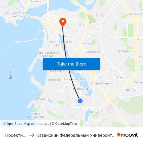Проектная to Казанский Федеральный Университет map